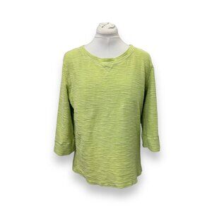 Hot Cotton Women’s 3/4 Sleeve Textured Pullover Top 100% Cotton Lime Green XL